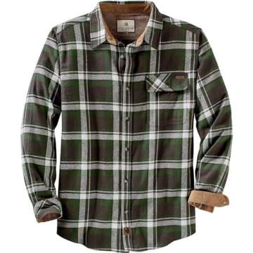 Legendary Whitetails Men's Standard Buck Camp Flannel, Long Sleeve Plaid Button Down Casual Shirt, Corduroy Cuffs, Mountain Charcoal, X-Large