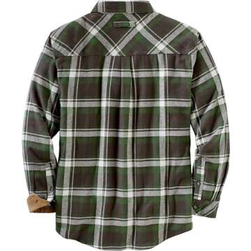 Legendary Whitetails Men's Standard Buck Camp Flannel, Long Sleeve Plaid Button Down Casual Shirt, Corduroy Cuffs, Mountain Charcoal, X-Large
