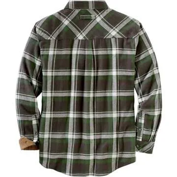 Legendary Whitetails Men's Standard Buck Camp Flannel, Long Sleeve Plaid Button Down Casual Shirt, Corduroy Cuffs, Mountain Charcoal, X-Large