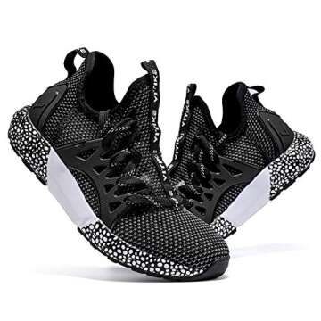 JMFCHI Boys Girls Kids' Sneakers Knitted Mesh Sports Shoes Breathable Lightweight Running Shoes for Kids Fashion Athletic Casual Shoes