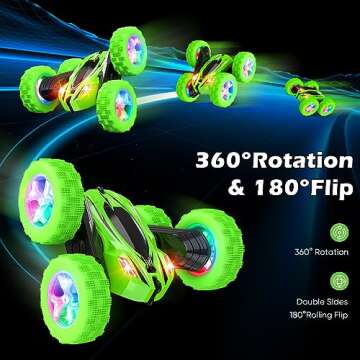 Qumcou Remote Control Car for Boys 4-7,RC Cars Toys for Ages 5-7, 2.4Ghz Fast Double-Sided 360°Rota...