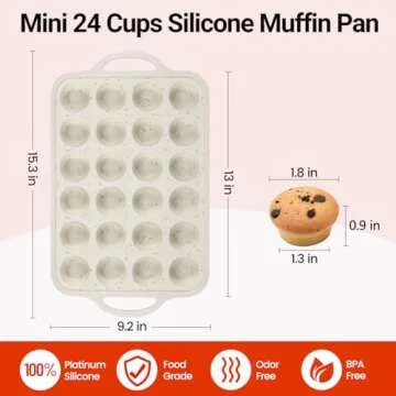 CAKETIME Mini Cupcake Pans, Metal Reinforced Frame Silicone Mini Muffin Pan Nonstick 24 Cups Easy to Handle for Baking Mini Muffins, Mini Cupcakes, Mini Egg Bites 1 Pack