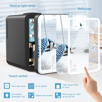 COOSEON Mini Fridge with LED Mirror for Skincare Enthusiasts