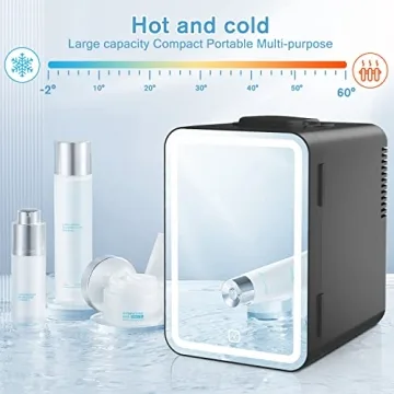 COOSEON Mini Fridge with LED Mirror for Skincare Enthusiasts