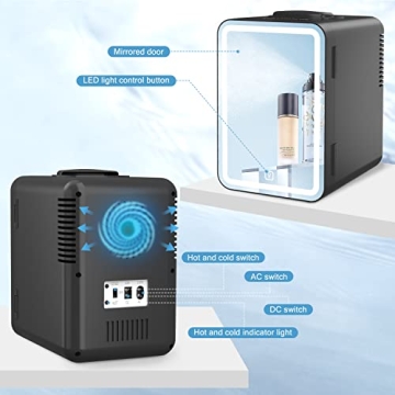 COOSEON Mini Fridge with LED Mirror for Skincare Enthusiasts