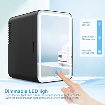 COOSEON Mini Fridge with LED Mirror for Skincare Enthusiasts