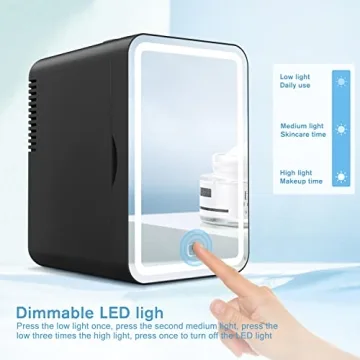COOSEON Mini Fridge with LED Mirror for Skincare Enthusiasts