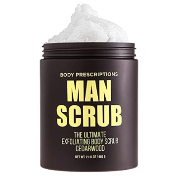 Body Prescriptions Men’s Exfoliating Body Scrub – Ultimate Skin Cleansing Wash in Jar with Twist...