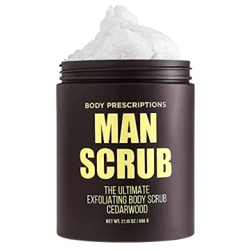 Body Prescriptions Men’s Exfoliating Body Scrub – Ultimate Skin Cleansing Wash in Jar with Twist...