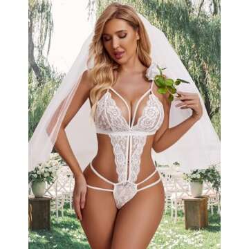 Avidlove Deep V Lace Teddy Bodysuit for Women