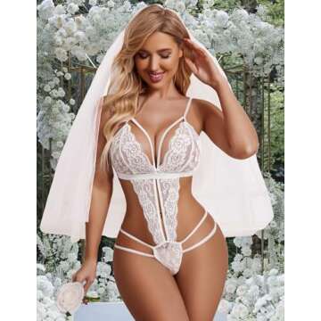 Avidlove Deep V Lace Teddy Bodysuit for Women