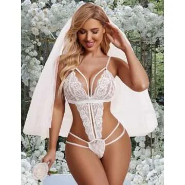 Avidlove Deep V Lace Teddy Bodysuit for Women