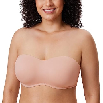 DELIMIRA Women's Strapless Bra Minimizer Seamless Underwire Unlined Bandeau for Big Bust Blush Beige...