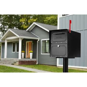 Architectural Mailboxes 6200B-10 Oasis Classic Locking Post Mount Parcel Mailbox with High Security Reinforced Lock,Black,18.00 x 15.00 x 11.50 inches