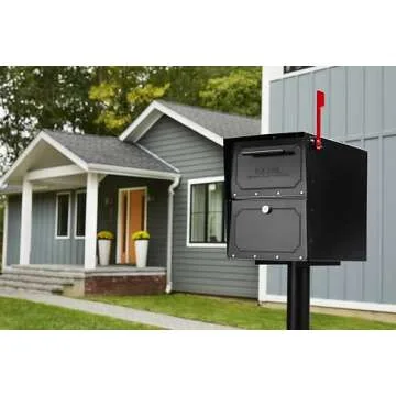 Architectural Mailboxes 6200B-10 Oasis Classic Locking Post Mount Parcel Mailbox with High Security Reinforced Lock,Black,18.00 x 15.00 x 11.50 inches