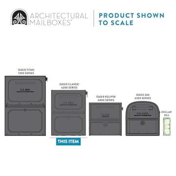 Architectural Mailboxes 6200B-10 Oasis Classic Locking Post Mount Parcel Mailbox with High Security Reinforced Lock,Black,18.00 x 15.00 x 11.50 inches