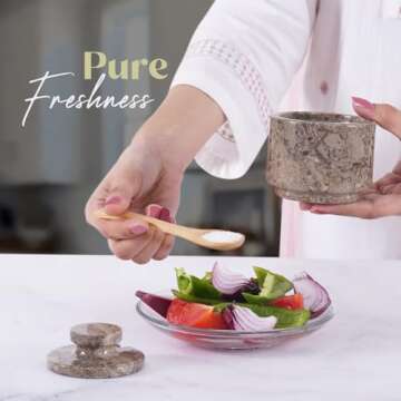 MARBLOUS KRAFTS Stylish Marble Salt Cellar with Lid 3"