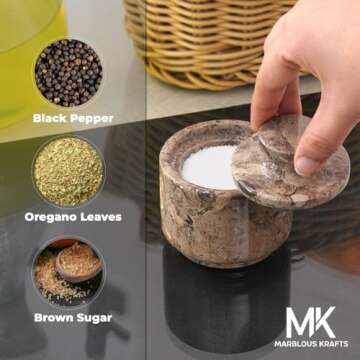 Elegant MARBLOUS KRAFTS Marble Salt Cellar with Lid