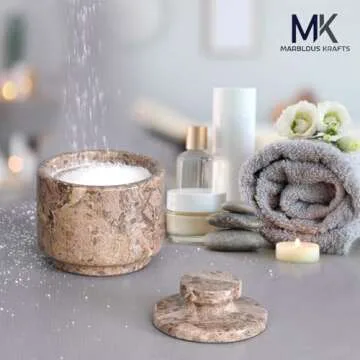 Elegant MARBLOUS KRAFTS Marble Salt Cellar with Lid
