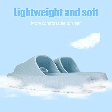 rosyclo Cloud Slippers for Women and Men, Massage Shower Dorm Non-Slip Pillow Open Toe Super Soft Comfy Thick Sole Home House Cloud Cushion Slide Sandals for Indoor Platform Shoes,Baby Blue