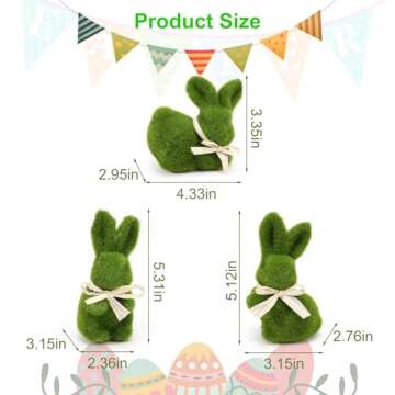 Nature Vibe 5 Inches Moss Easter Bunny Home Decor, Set of 12 Artificial Moss Rabbit for Easter Decor...