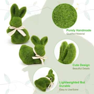Nature Vibe 5 Inches Moss Easter Bunny Home Decor, Set of 12 Artificial Moss Rabbit for Easter Decorations,Cute Bunny Figurines as Spring Decor