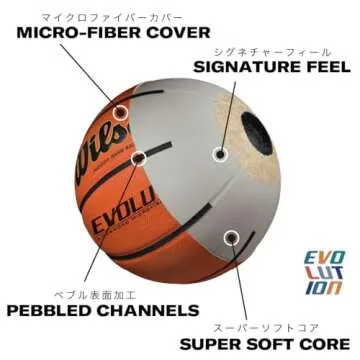 WILSON Evolution Indoor Game Basketball, Royal, Scarlet, Size 6 - 28.5"