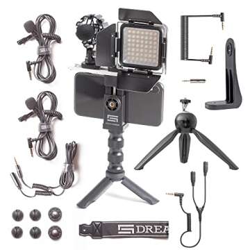 DREAMGRIP SCOUT MOJO 2 Plus Modular Rig Kit with 3 Microphones,LED Light,and ALL-IN Accessories Set for PRO Video Production with Any Smartphone for Journalists,Vloggers,YouTubers,and Content Creators
