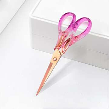 Creechwa Scissors Purple, Stainless Steel Blade with Acrylic Handle, All Purpose Scissor for Office,...