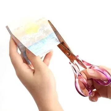 Creechwa Scissors Purple, Stainless Steel Blade with Acrylic Handle, All Purpose Scissor for Office, School, Home, Fabric Shears, Tijeras