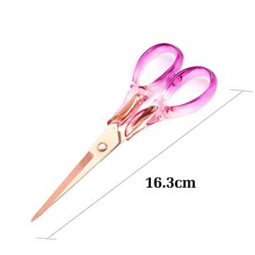 Creechwa Scissors Purple, Stainless Steel Blade with Acrylic Handle, All Purpose Scissor for Office, School, Home, Fabric Shears, Tijeras