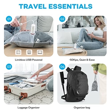 VMSTR 6 Pack Vacuum Storage Bags with USB Electric Pump