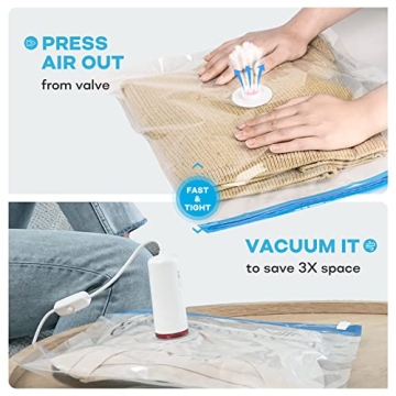 VMSTR 6 Pack Vacuum Storage Bags with USB Electric Pump