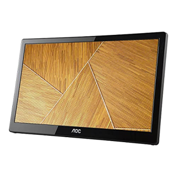 AOC e1659Fwu 15.6-Inch Ultra Slim 1366x768 Res 200 cd/m2 Brightness USB 3.0-Powered Portable LED Monitor w/ Case Black