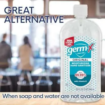 Germ-X Original Hand Sanitizer, Non-Drying Moisturizing Gel with Vitamin E, Instant and No Rinse Formula, Large Family-Size Flip Top Bottle, 32 Fl Oz (Pack of 4)