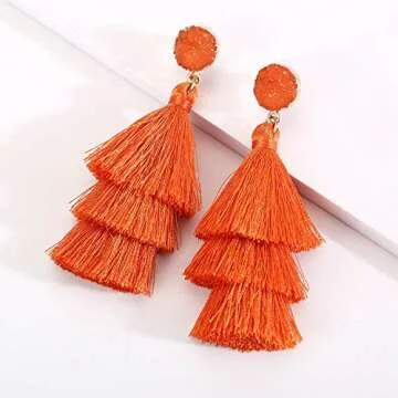 Stylish LEGITTA Orange Tassel Earrings for Every Occasion
