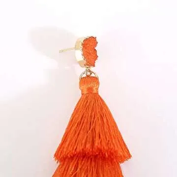 Stylish LEGITTA Orange Tassel Earrings for Every Occasion