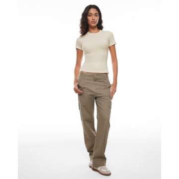 INLYRIC Women's Summer Short Sleeve Tops - Cotton Trendy Cute Basic Casual Crew Neck Double Lined T Shirts Tees Tops Milky White Medium