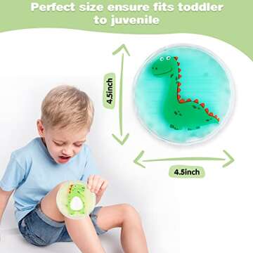 Hilph Kids Ice Packs for Boo Boos, Toddler Dinosaur Ice Pack Reusable Childrens Boo Boo Buddy Hot Cold Gel Packs for Kids Injuries, Pain Relief, Bumps & Bruises (3 Packs)
