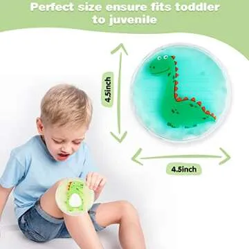 Hilph Kids Ice Packs for Boo Boos, Toddler Dinosaur Ice Pack Reusable Childrens Boo Boo Buddy Hot Cold Gel Packs for Kids Injuries, Pain Relief, Bumps & Bruises (3 Packs)