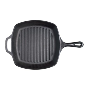 Lodge L8SGP3 Cast Iron Square Grill Pan, Pre-Seasoned, 10.5-inch