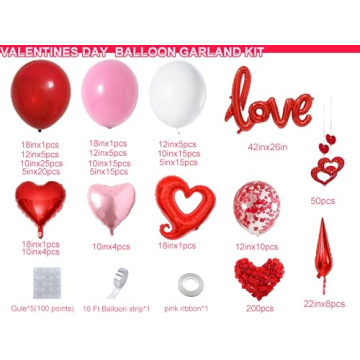 Bonropin 156pcs Valentines Balloon Decoration Kit