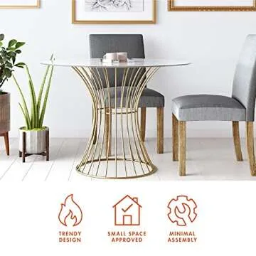 Elegant COSMOLiving Glass Round Dining Table for Small Spaces