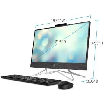 HP All-in-One Desktop, 21.5" FHD Screen, Intel Pentium Silver J5040 Processor, 8GB RAM, 256GB PCIe S...