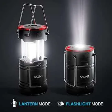 Vont LED Lantern Pro, Camping Lantern [4 Pack] 2X Brighter, Collapsible 360 Illumination w/ Red Light, Battery Powered/Operated Emergency Light for Hurricanes/Outages, Camping Lights/Lamp Flashlights