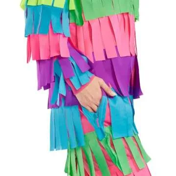 Tipsy Elves Halloween Costumes for Women - Bright Multicolored Pinata Jumpsuit Funny Halloween Costume Adult Onesie - Full Zip Womens Hooded Jumpsuit With Pockets Colorful Attached Streamers Medium