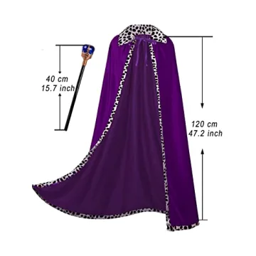 GRAJTCIN King Costume Cape Crown Scepter for Events