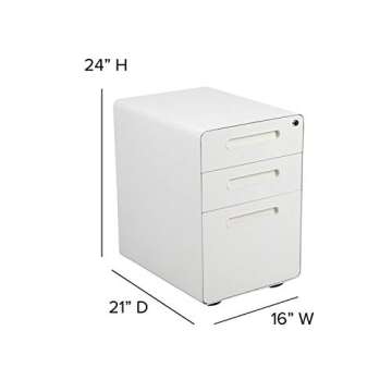 Flash Furniture Wren Ergonomic 3-Drawer Mobile Locking Filing Cabinet