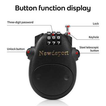 Newdeport Snowboard Cable Lock: Bike Locks with Combinations +Helmet Lock Luggage Lock +Special Need...