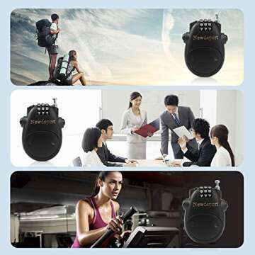 Newdeport Snowboard Cable Lock: Bike Locks with Combinations +Helmet Lock Luggage Lock +Special Need bikesTravel Lock Stroller Lock Combo Mini Ski Lock with 29.5 Inch Retractable Steel Cable-Black